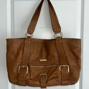 Michael Kors Large Pebbled Leather Carmel Camel Brown Shoulder Bag Hobo