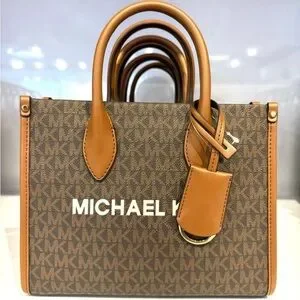 Michael Kors Mirella Small Signature Logo Crossbody Bag Brown Signature