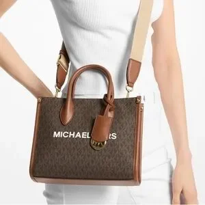 Michael Kors Mirella Small Signature Logo Crossbody Bag Brown Signature
