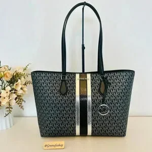 Michael Kors Purse & Wallet Sheila Large Signature & Metallic Tote Bag Black