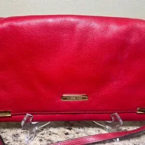 Michael Kors Red Beverly Clutch Shoulder Bag