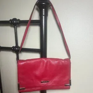 Michael Kors Red Beverly Clutch Shoulder Bag