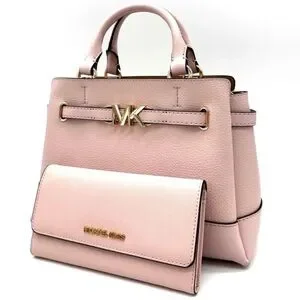 Michael Kors Reed Small Satchel Crossbody Bag & Large Trifold Wallet Light Pink