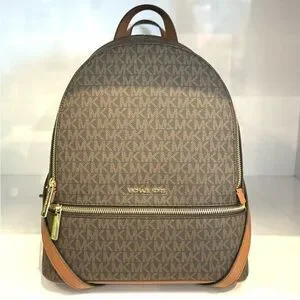 Michael Kors Rhea Medium Signature Logo Backpack Brown Signature