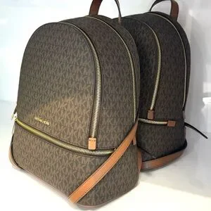 Michael Kors Rhea Medium Signature Logo Backpack Brown Signature