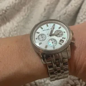 Michael Kors Silver And White Women's Watch