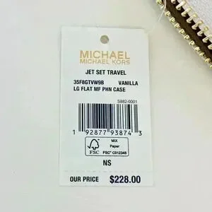 Michael Kors Wallet Phone Case Vanilla Signature New