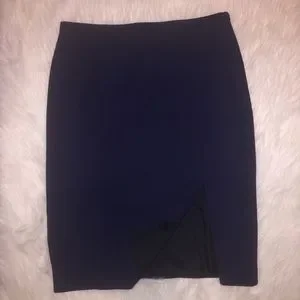 Michael Kors Wool Blend Navy Slit Pencil Skirt
