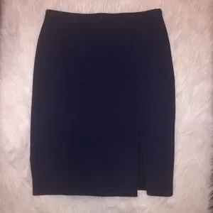Michael Kors Wool Blend Navy Slit Pencil Skirt
