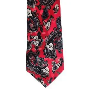 Mickey Inc. Tie Red Paisley 100%‎ Silk Vintage Mickey Mouse Disney