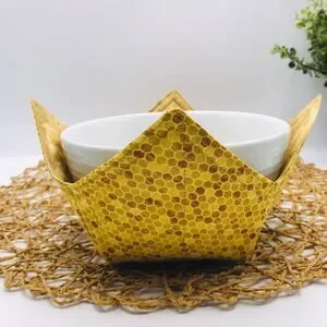 Microwave Bowl Cozy Reversible Honeycomb Print 3 Piece Set Bowl Pint Plate