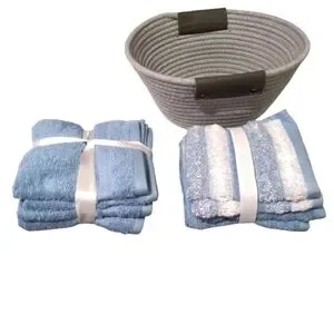 Middleton Home Collection 8 Washcloths with Gray Basket