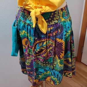 MIMI CHICA MEDIUM PAISLEY FLORAL MINI SKATER CIRCLE SKIRT BRIGHT COLORFUL DRESS