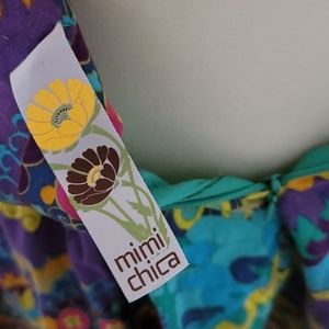 MIMI CHICA MEDIUM PAISLEY FLORAL MINI SKATER CIRCLE SKIRT BRIGHT COLORFUL DRESS