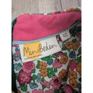 Mini Boden Green Corduroy Heart Pockets Floral Trim Pinefore 2-3Y
