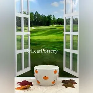 Mini Pumpkins White/Orange Ceramic 16oz Mug