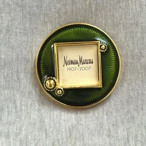 Miniature Green & Gold Picture Frame Brooch