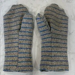 Minnesota Mittens Striped Wool Ladies Large Winter Fleece Lined Mittens USA Made