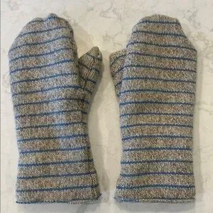 Minnesota Mittens Striped Wool Ladies Large Winter Fleece Lined Mittens USA Made