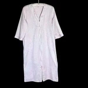 MISS ELAINE Women’s Pink Paisley Print 100% Cotton Flannel Nightgown Size S