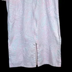 MISS ELAINE Women’s Pink Paisley Print 100% Cotton Flannel Nightgown Size S