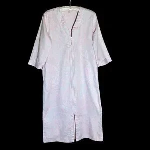 MISS ELAINE Women’s Pink Paisley Print 100% Cotton Flannel Nightgown Size S