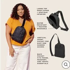 Moby Transit Crossbody Sling Bag Black Water Resistant Travel Adjustable NWT