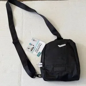 Moby Transit Crossbody Sling Bag Black Water Resistant Travel Adjustable NWT