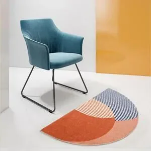 Modern Geometric Area Rug - Half Round Design 17"x28"