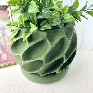 Modern Geometric Indoor Planter Pot Exo Planter Pot Organic Carved Design