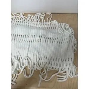 Modern Heritage White Fringe Infinity Scarf Knit Acrylic Blend