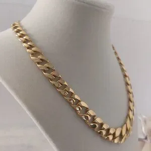 Monet Vintage 90's Necklace Gold Plated Flat Link Curb Chain 18 Inches EUC