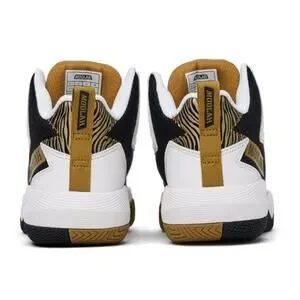 Moolah Press Break V2 Mid Top Youth Basketball Shoe 7 Black White Gold Sporty