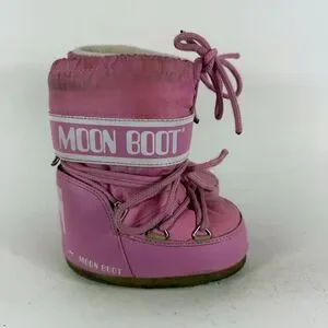 Moon Boot Icon Mini Snow Boots Toddler 7 - 7.5 Pink Lace-Up Mid Calf Round Toe