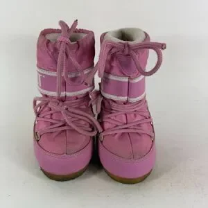 Moon Boot Icon Mini Snow Boots Toddler 7 - 7.5 Pink Lace-Up Mid Calf Round Toe