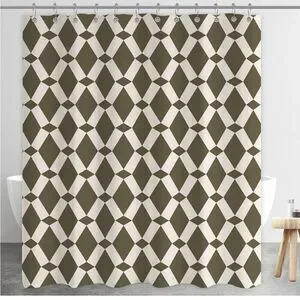 Morden Shower Curtain For Bathroom Geometric Olive Green Bathroom Curta…
