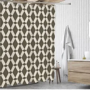 Morden Shower Curtain For Bathroom Geometric Olive Green Bathroom Curta…