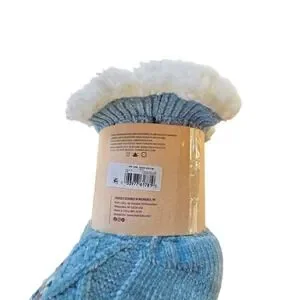 Muk Luks Women's Fuzzy Chenille Plush‎ Lined Cabin Socks 2 Pr Light Blue S/Med