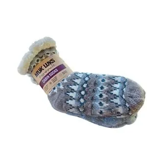 Muk Luks Women's Fuzzy Chenille Plush‎ Lined Cabin Socks 2 Pr Light Blue S/Med