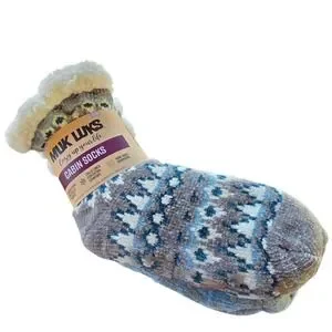 Muk Luks Women's Fuzzy Chenille Plush‎ Lined Cabin Socks 2 Pr Light Blue S/Med
