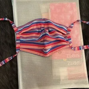 Multi-colored striped cloth face mask
