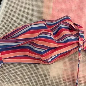 Multi-colored striped cloth face mask