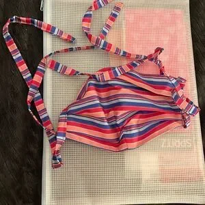 Multi-colored striped cloth face mask