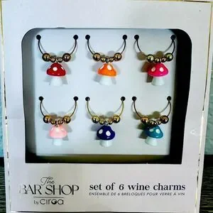 Mushroom Rainbow Multi Wine Glass Charms Set