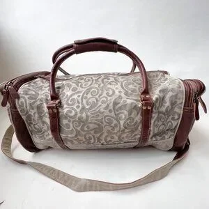 Myra Bag Floral Prints Canvas Hair-on Leather Weekender Bag