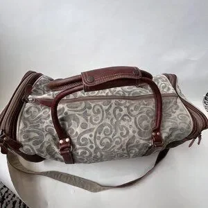 Myra Bag Floral Prints Canvas Hair-on Leather Weekender Bag