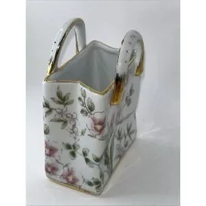 Nantucket Purse Porcelain Floral Chintz Home Decoration Cottagecore Pink Gold