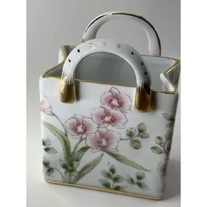 Nantucket Purse Porcelain Floral Chintz Home Decoration Cottagecore Pink Gold