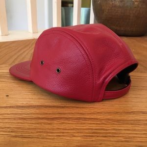 Nasty Gal Red Leather Baseball Cap