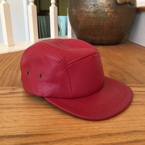 Nasty Gal Red Leather Baseball Cap